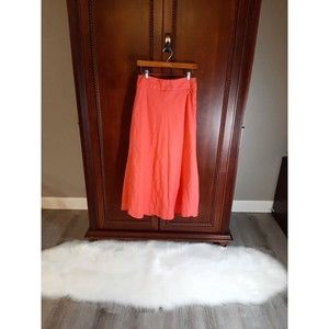 Lila Rose Women's Size 4 Coral Midi Skirt Lined with Linen Blend Side Zip